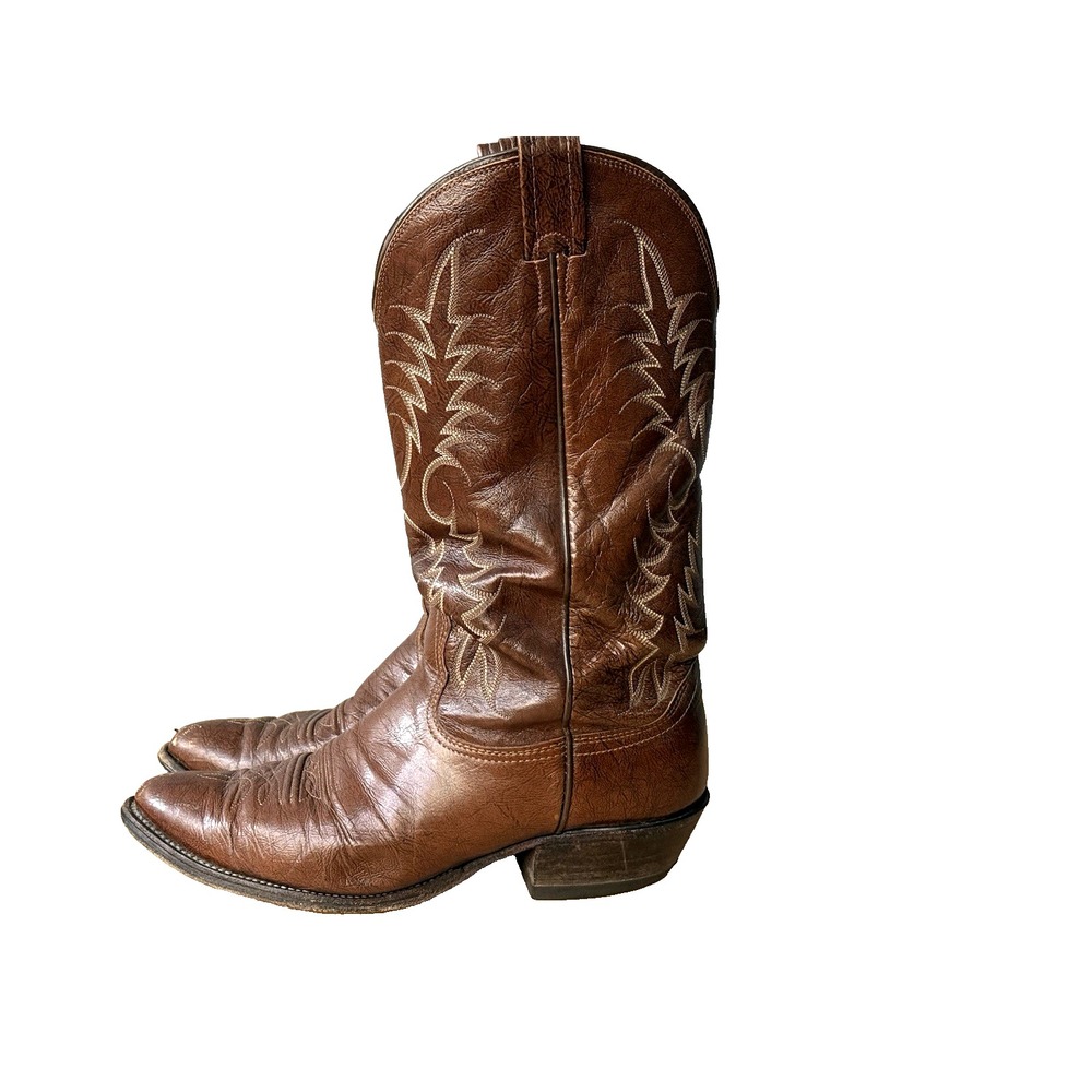 NOCONA Brown Leather Western Cowboy Boot Men's Size 8.5D Made in USA - Picture 3 of 16